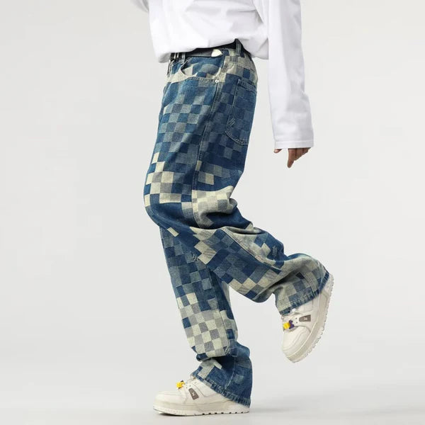 Sampson -  Pxelated Pattern Wide Pants