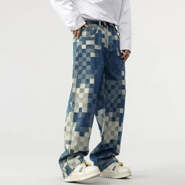 Sampson -  Pxelated Pattern Wide Pants