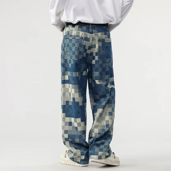 Sampson -  Pxelated Pattern Wide Pants